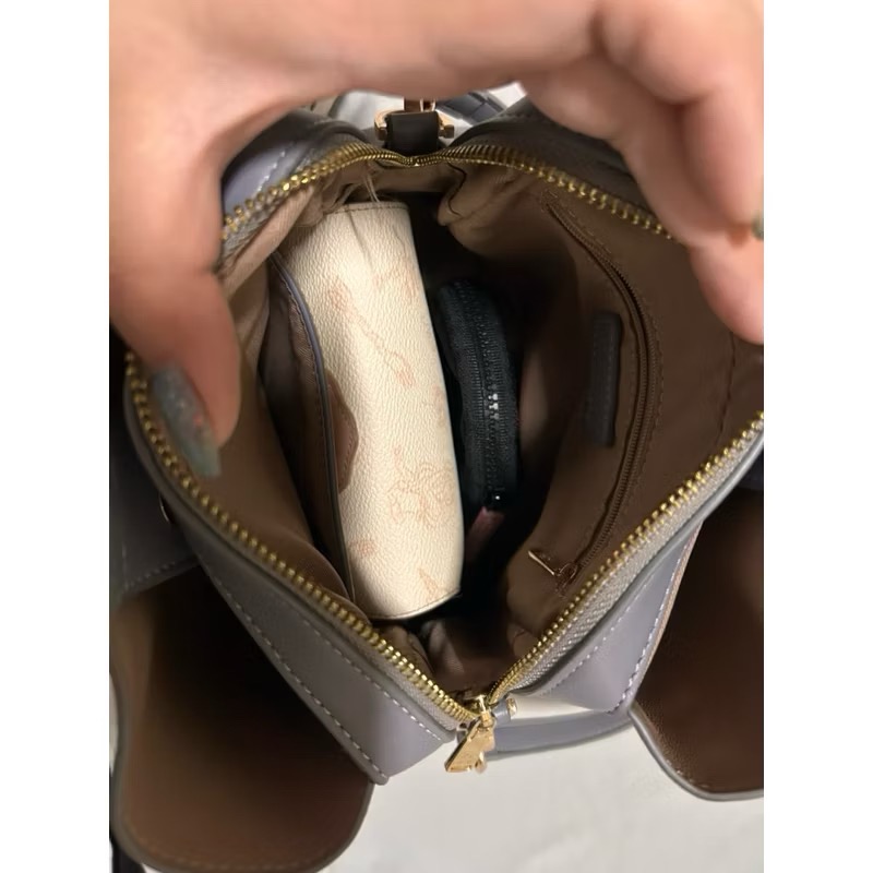 PIXY ACCS 叛逆浪漫小桶包 灰霧藍（9成新）-細節圖4