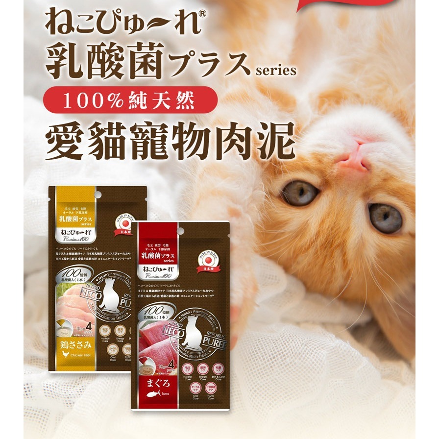 日本NECO PUREE貓用乳酸菌營養肉泥_雞肉_ 10gx4入/10入組-細節圖2