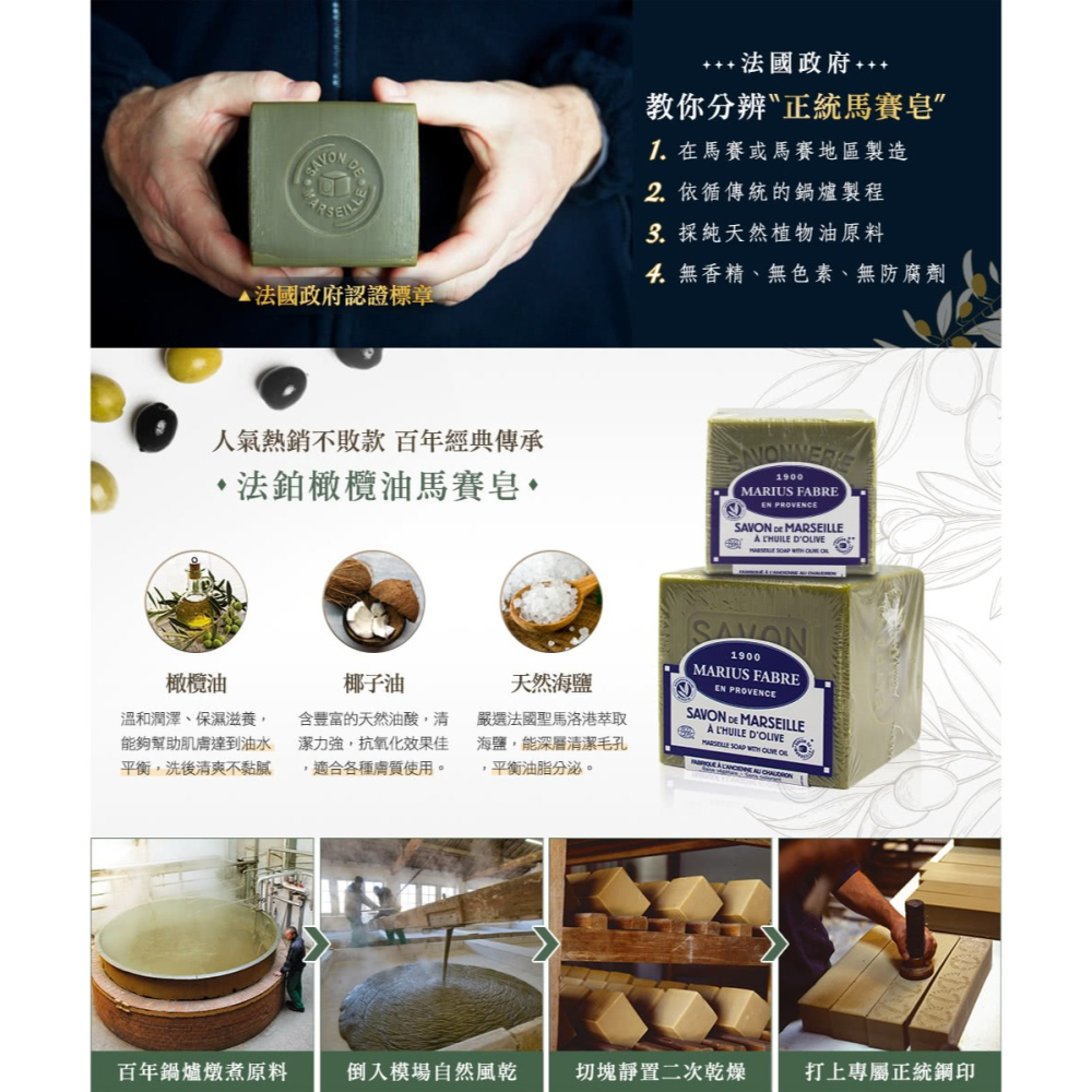 法鉑橄欖油經典馬賽皂/100g盒裝-細節圖3