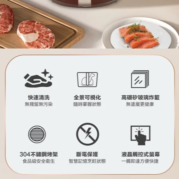 【Glolux】AF-3502 3.5L晶鑽氣炸鍋 小白金-細節圖2