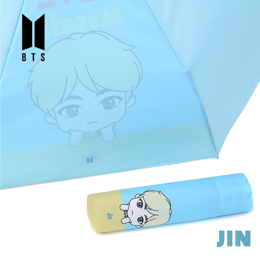 Jin【絕版限量】K-pop韓流站 BTS 角色全自動輕便雨傘(獨家贈BTS限量海報一張，送完為止)-細節圖2