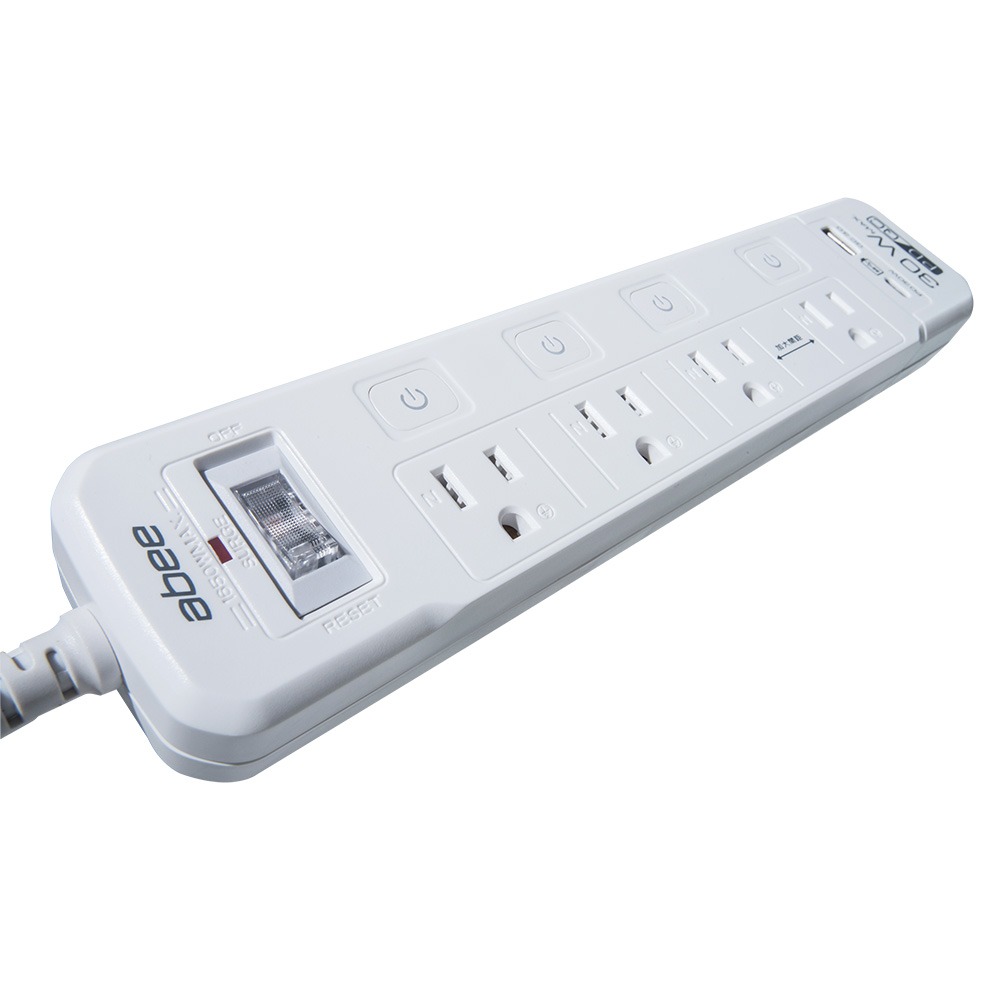 Abee 快譯通 1.8M 電源延長線 5開4座+USB+Type-C  PD 30W(EC-54631)-細節圖4