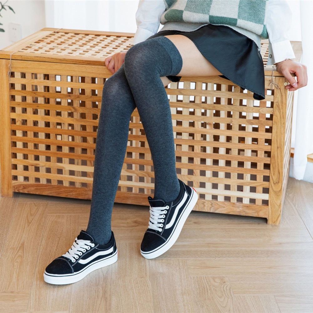 哈囉襪底家 台灣現貨 四季款長筒襪純色長襪 襪 長筒襪 女襪 日系jk小腿襪 膝上學生襪 壓力襪 ins韓版過膝襪女棉質-細節圖9