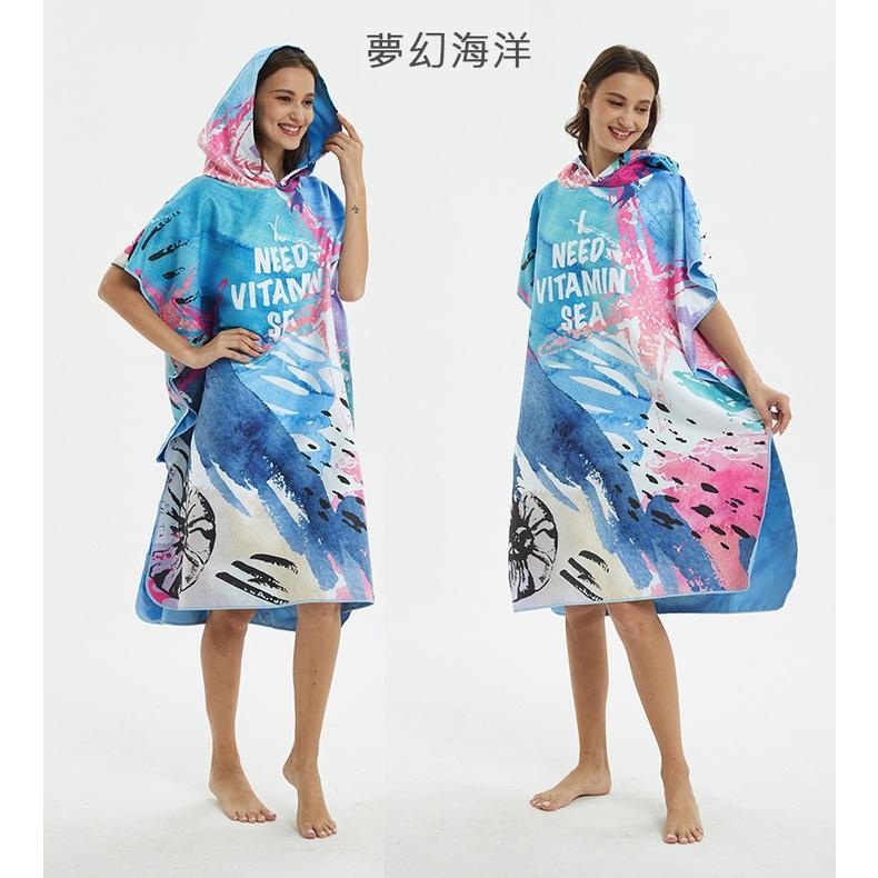 速乾斗篷浴巾潛水沙灘游泳保暖外套溫泉帶帽浴袍-細節圖6