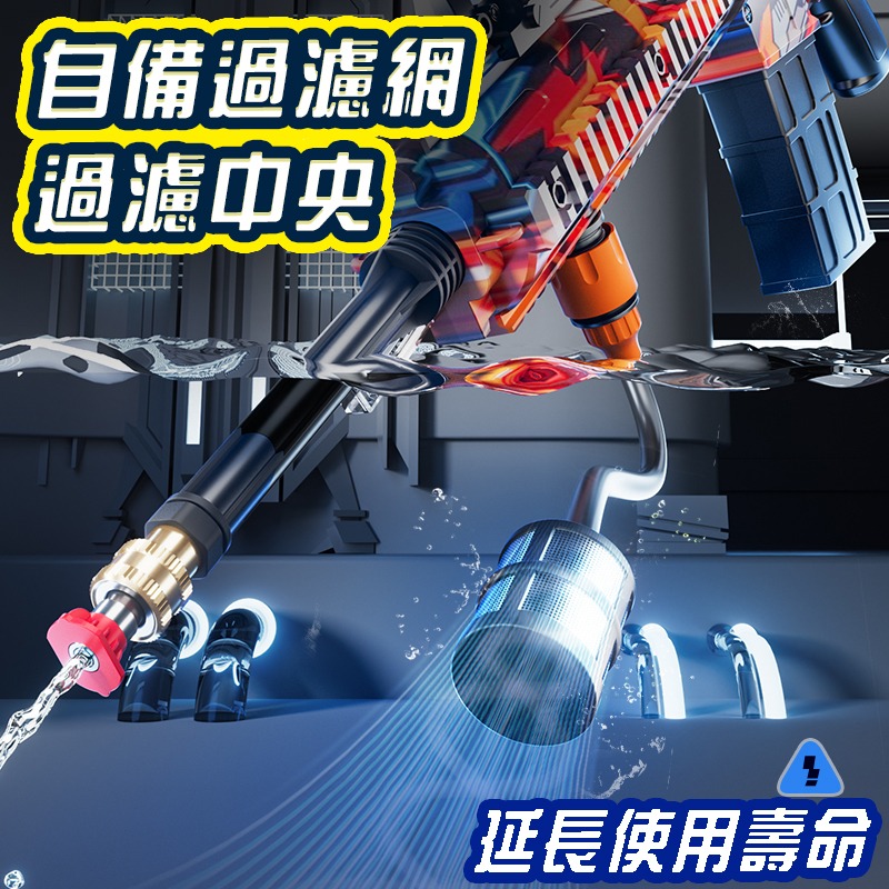 迷彩高壓水槍 洗車電動水槍 洗車水槍 加特林造型水槍 電動高速連發電動水槍 水壓水槍 洗車工具 超強水槍 夏天水槍-細節圖4