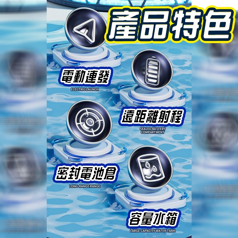 炫酷狂鯊造型水槍 電動連發 燈光兒童玩具水槍 水槍發射器 可外接水瓶 生日禮物 兒童電動玩具 高壓水槍打水仗 水上遊戲-細節圖3