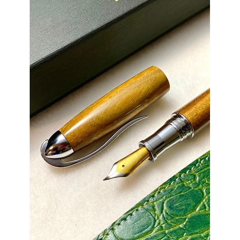 3952老山羊-那魯灣 嚴選綠檀木 高清高亮版 雙色書法鋼尖鋼筆-細節圖2