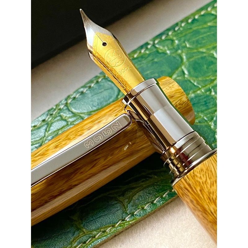 3952老山羊-那魯灣 嚴選綠檀木 高清高亮版 雙色書法鋼尖鋼筆-細節圖6
