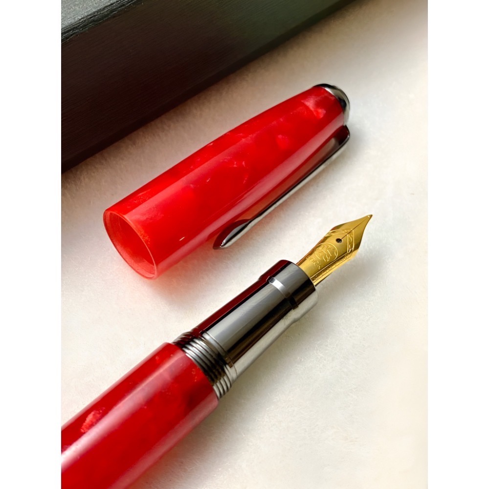 3952老山羊-布萊梅 藍/紅 鍍金鋼尖鋼筆-細節圖6