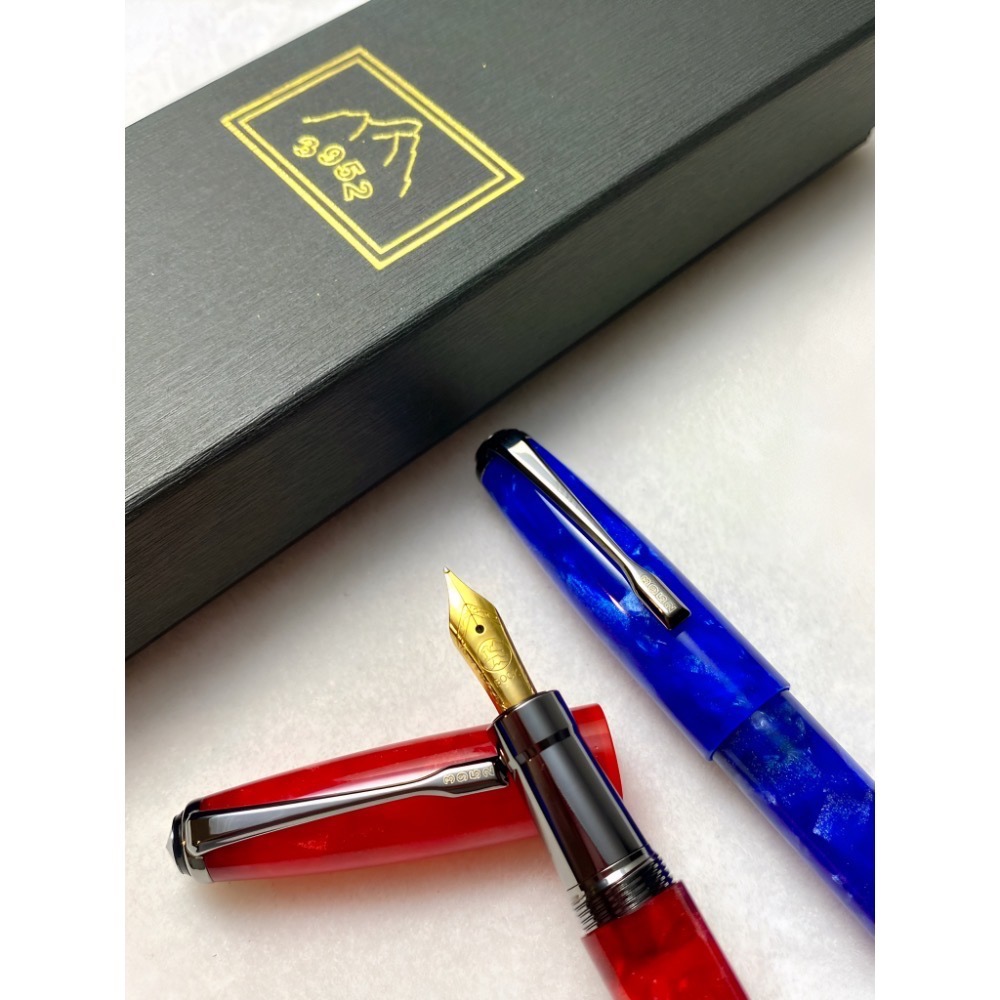 3952老山羊-布萊梅 藍/紅 鍍金鋼尖鋼筆-細節圖8