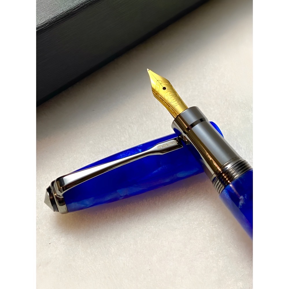 3952老山羊-布萊梅 藍/紅 鍍金鋼尖鋼筆-細節圖9