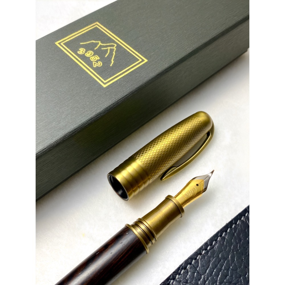 3952老山羊-葛瑪蘭 鐵刀木 古黃銅 雙色書法鋼尖鋼筆-細節圖5