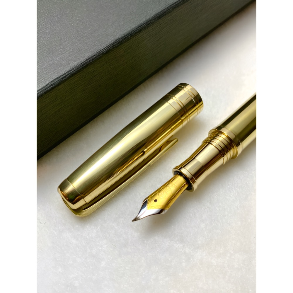 3952老山羊-X800 原味黃銅 經典原味 雙色書法鋼尖鋼筆-細節圖2
