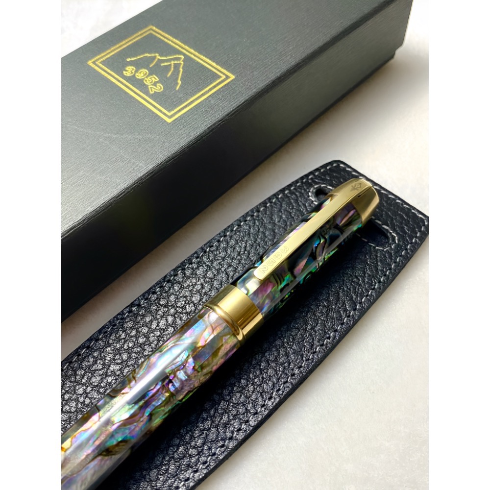 3952老山羊-大鵬灣 嚴選鮑魚貝殼 原銅 雙色書法鋼尖鋼筆-細節圖5