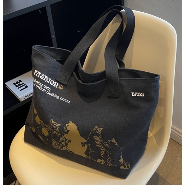 ((台灣現貨))韓版時尚可愛手提包  小資女質感帆布包 潮流托特包  休閒單肩包-細節圖2