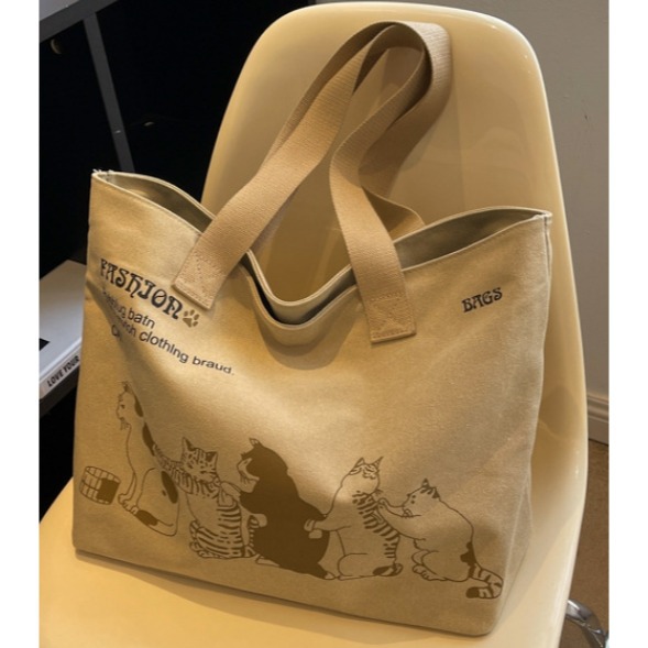 ((台灣現貨))韓版時尚可愛手提包  小資女質感帆布包 潮流托特包  休閒單肩包-細節圖3