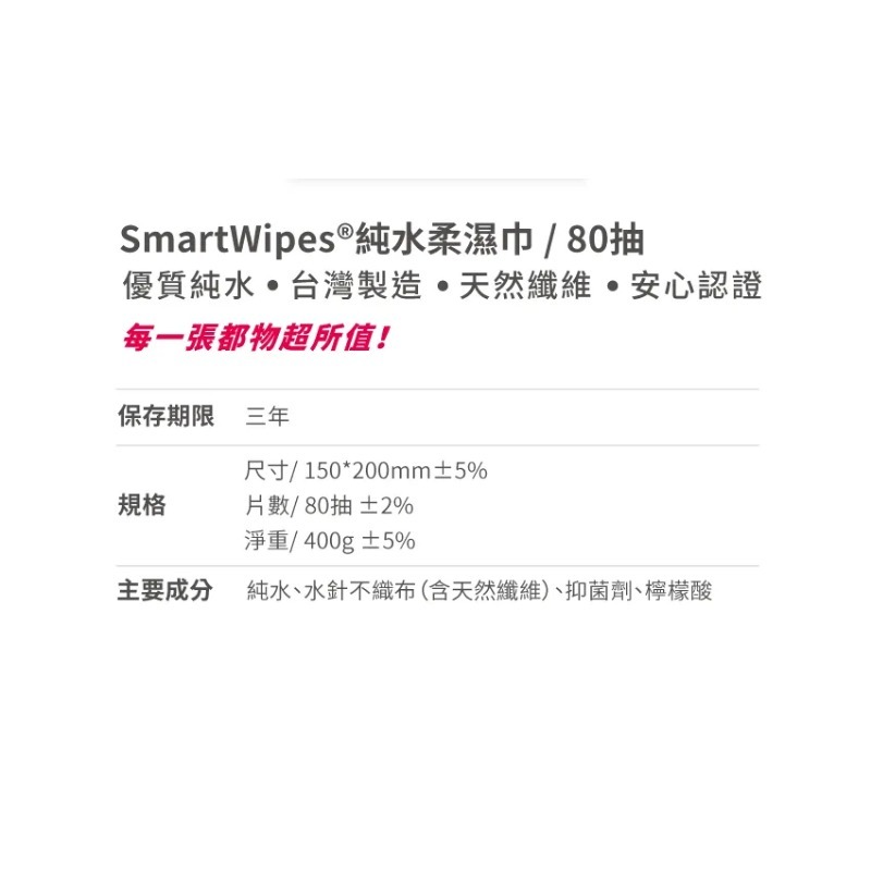 SmartWipes 80抽純水柔濕巾 (單包/一箱24入)-細節圖2