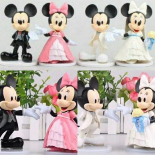 台灣發貨 迪士尼 米老鼠 婚禮 禮服版 白紗 婚紗 婚禮 禮服 燕尾服 黑 粉 米奇 米妮 景品 蛋糕 公仔 景品 雕像