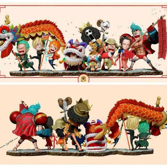 大全套10款 台灣現貨 海賊王 航海王 新春 春祭 路飛 索隆 山治 黑足 草帽海賊團 春節 舞龍 舞獅 公仔 景品-細節圖2