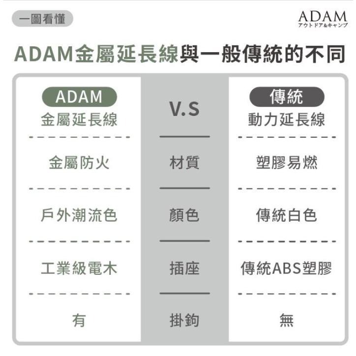 【松果戶外】ADAMOUTDOOR｜金屬4座延長線2M-3色 風格配色 風格露營 戶外動力線 戶外潮流色-細節圖9