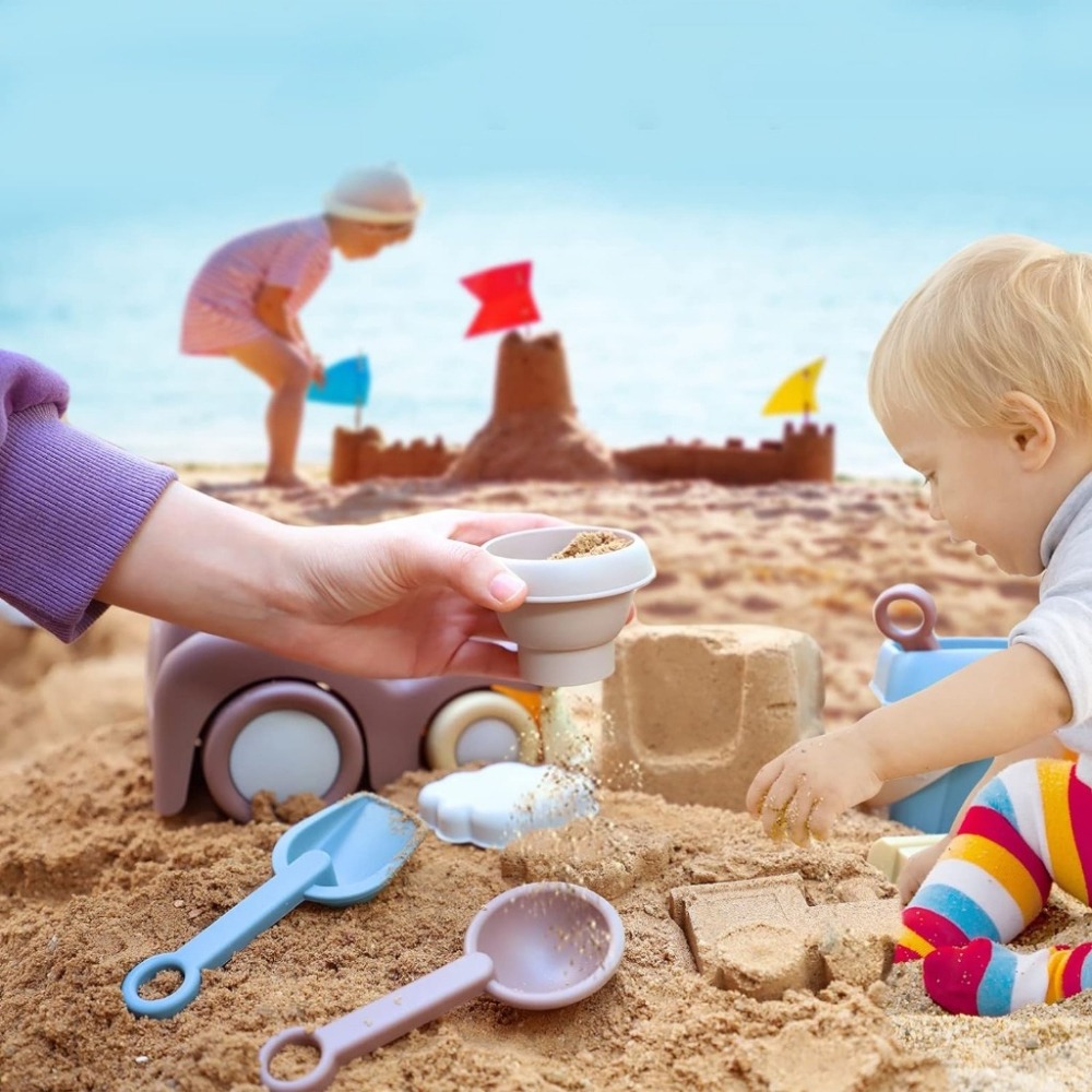 北歐小火車 沙灘八件組 沙灘玩具 玩沙工具 挖沙工具 海邊 ins風 日本兒童沙灘小火車玩具-細節圖3