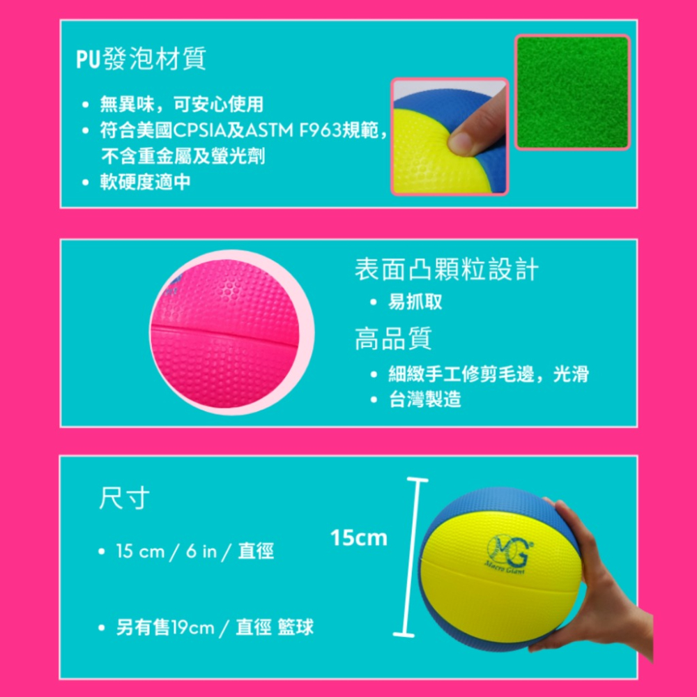 【快速出貨】Macro Giant | 15cm 籃球 海綿球 軟式籃球 兒童節禮物 玩具 戶外玩具 台灣製造 露營-細節圖3