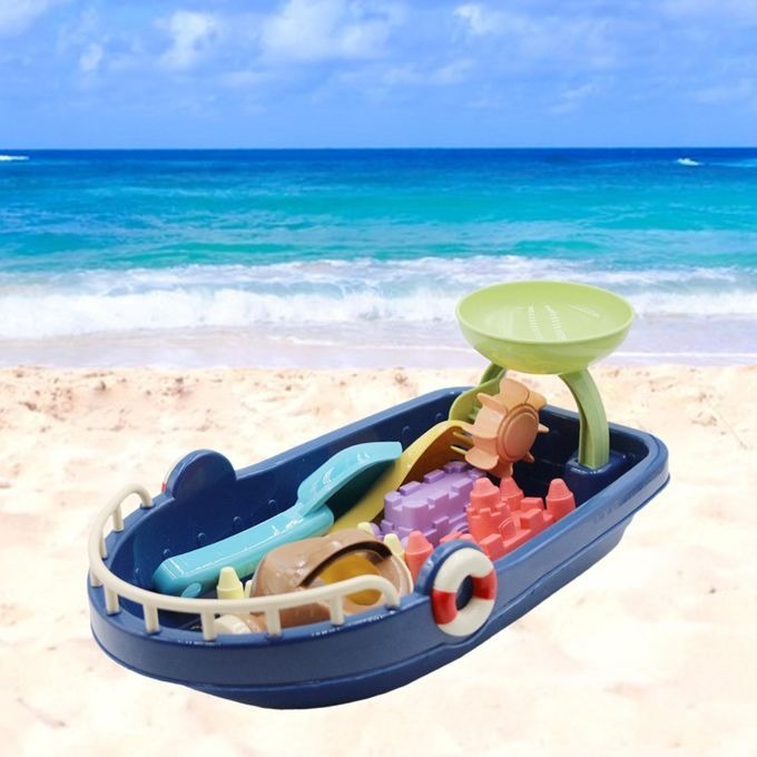 【快速出貨】浪船沙灘組 沙灘七件組 沙灘玩具 玩沙工具 挖沙工具 夏日必備 戲水玩具  沙灘玩具船-細節圖3