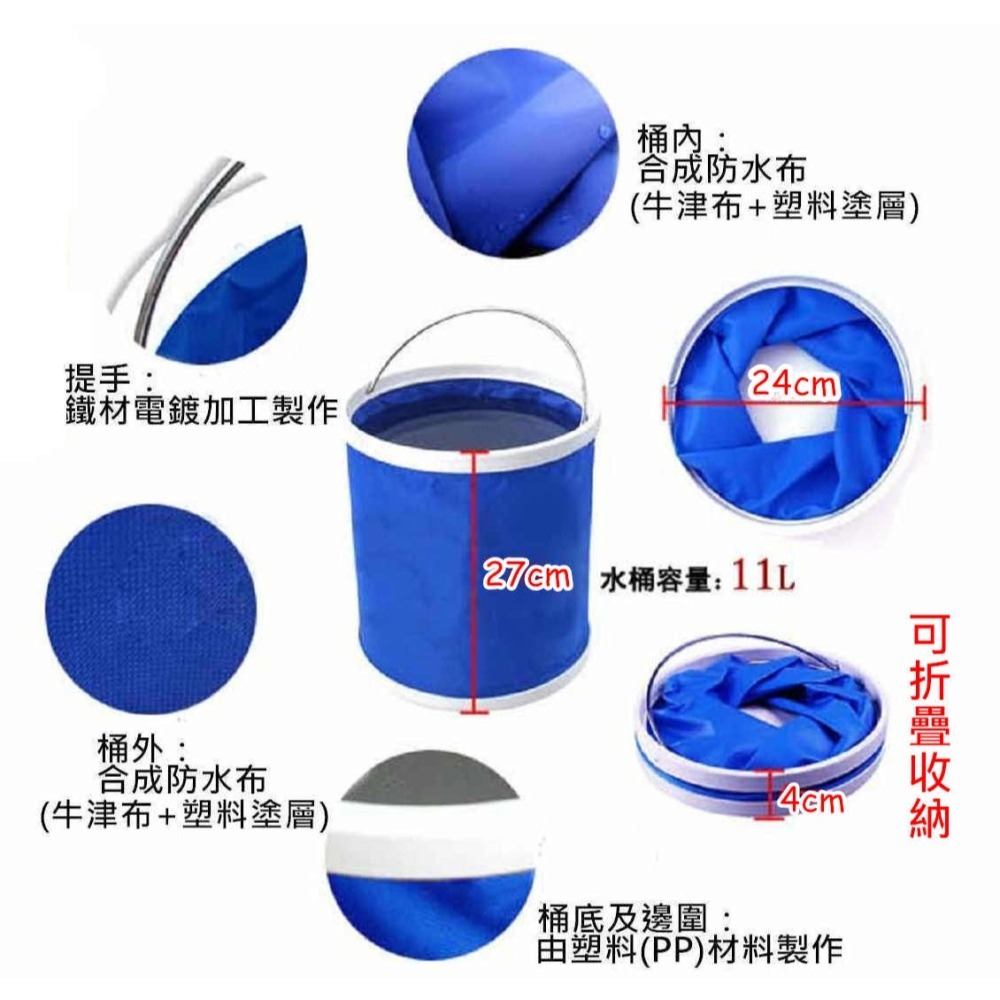 【酷露馬】戶外露營 摺疊水桶 (11公升) 伸縮水桶 折疊水桶 攜帶式水桶 洗菜桶 洗碗桶 儲水桶 AO003-細節圖3