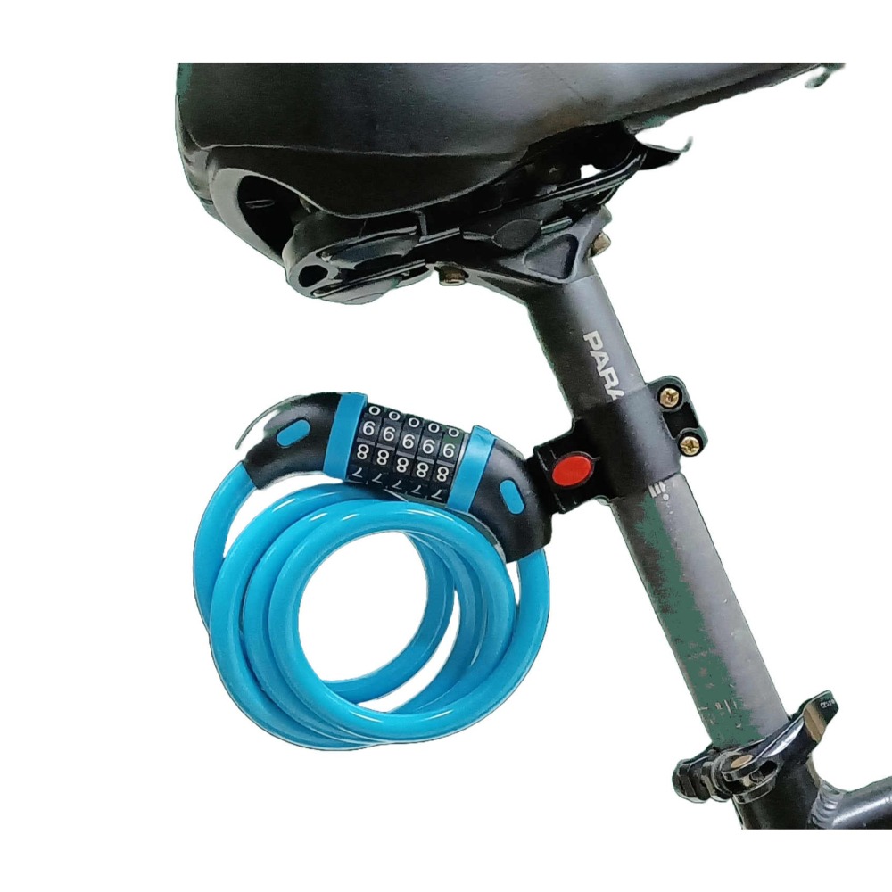 【酷露馬】五位密碼鎖 附固定座 (長120cm) 自行車密碼鎖 機車密碼鎖 5位密碼鎖 單車鎖 機車鎖 BS002-細節圖2