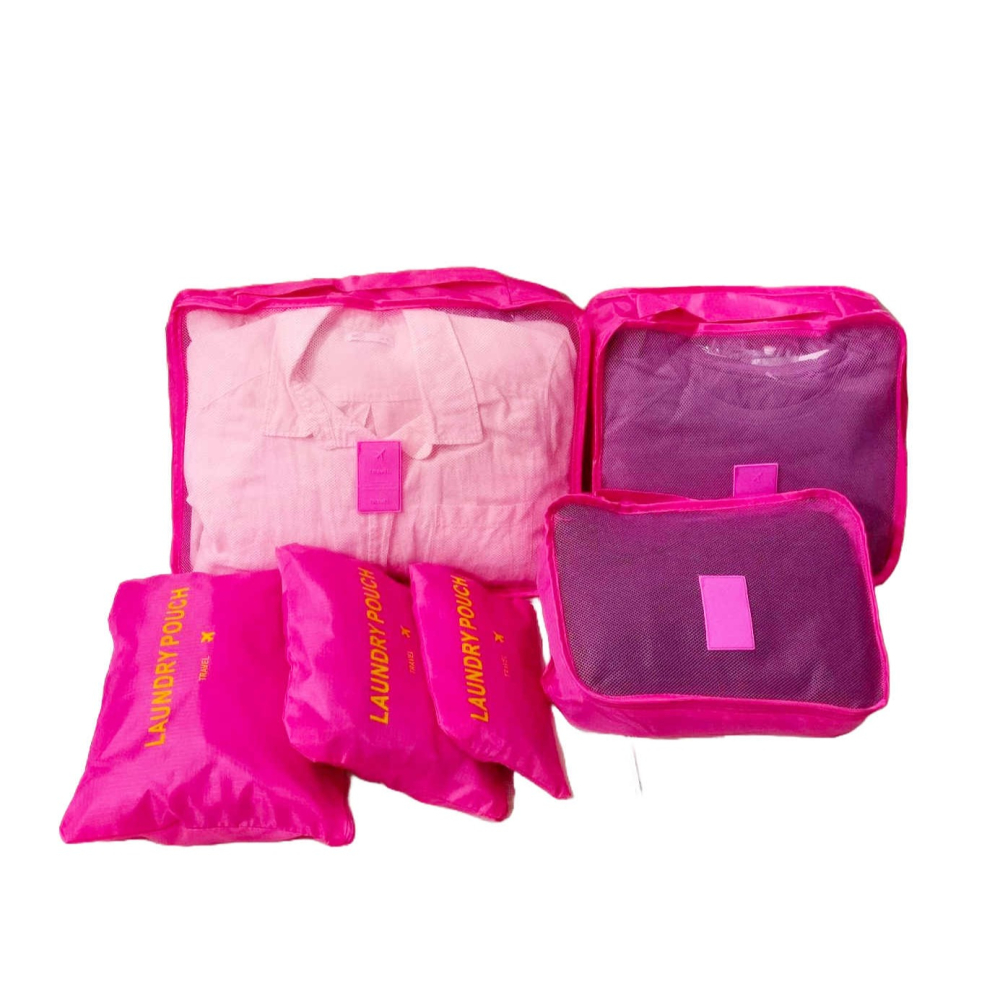 【酷露馬】旅行收納袋 六件組 旅行收納6件組 衣物收納袋 旅行包 旅行袋 衣服整理袋 衣物袋 行李箱分類袋 TB028-細節圖2