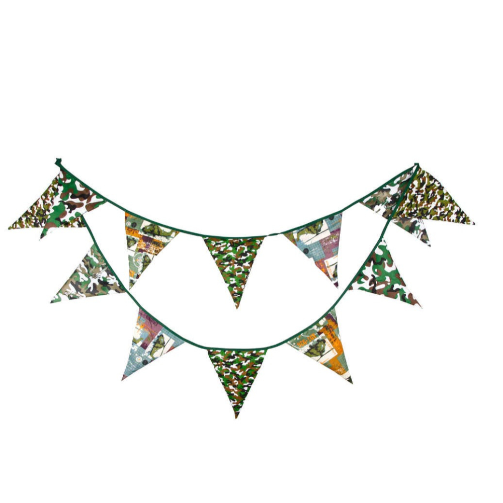 【酷露馬】加大 露營裝飾 棉布雙面三角旗 12面/條 三角串旗 三角掛旗 裝飾三角旗 棉布三角旗 CH022-細節圖2