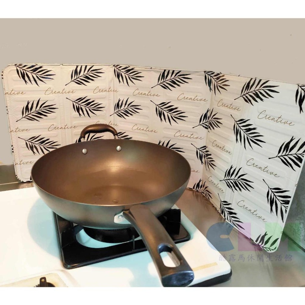 【酷露馬】爐具擋油板 鋁箔隔油板 炒菜防濺板 廚房擋油板 爐具鋁箔板 三片摺疊 HK051-細節圖4