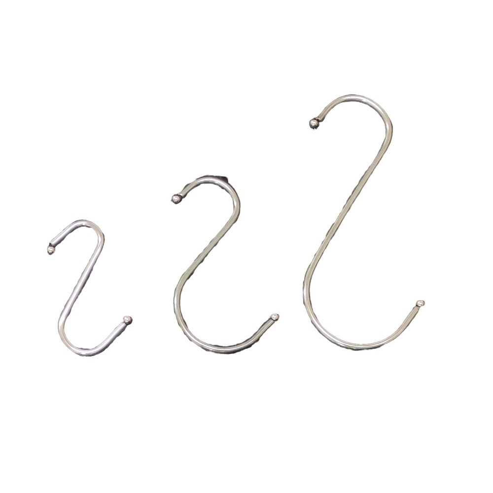 【酷露馬】鐵製 S掛勾 (5入/包) 3種尺寸 圓頭設計 S勾 S掛鉤 S鉤 S型掛勾 S吊勾 衣架 S扣 HD006-細節圖2