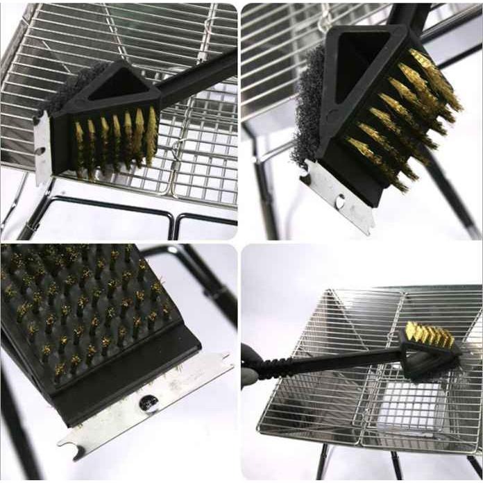 【酷露馬】燒烤必備 長柄3合1燒烤清潔刷 烤肉網刷 長柄燒烤刷 長柄刷 刷子  CK053-細節圖2