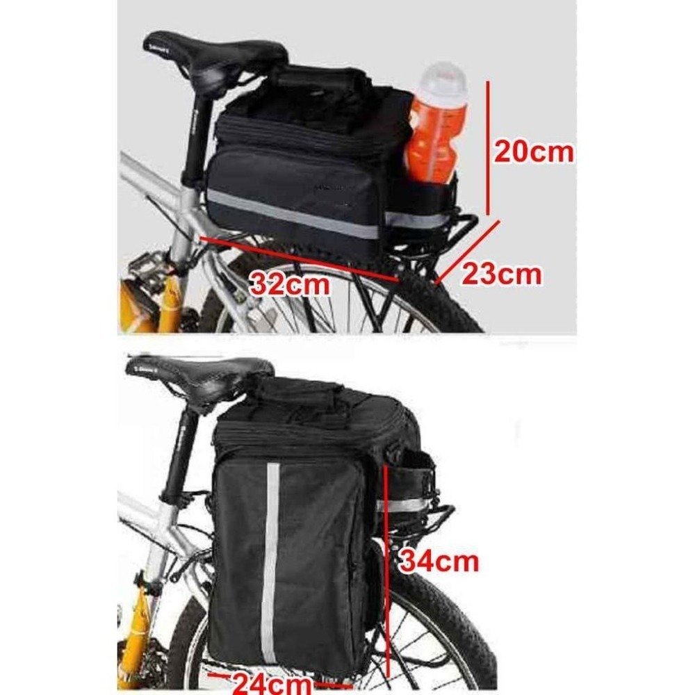 【酷露馬】(帶側袋)自行車貨架包 後車包 (附防雨罩和背帶) 後貨包 貨架馬鞍袋 馬鞍包 車尾包 後尾包 BB015-細節圖3