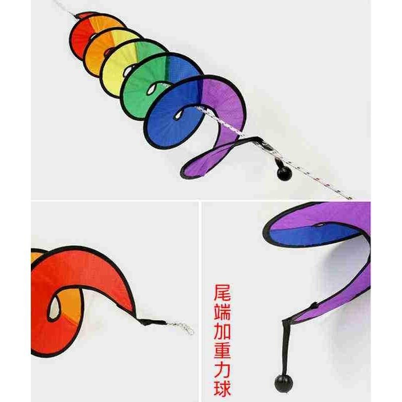 【酷露馬】((加重力球)) 繽紛旋轉彩帶 七彩風條 旋轉彩條 營繩風條 露營彩帶 裝飾彩帶 CH003-細節圖4