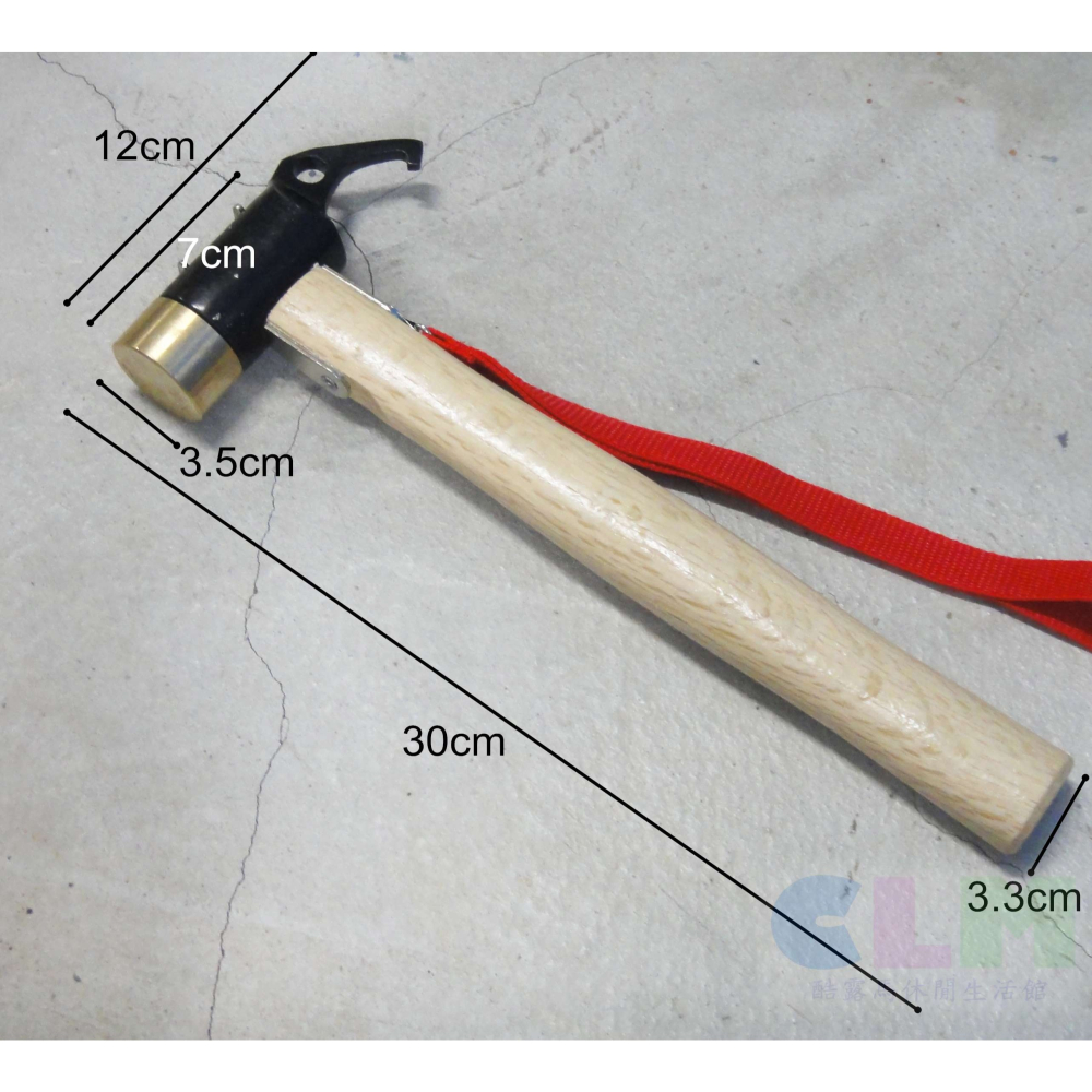 【酷露馬】(35mm大號)銅頭營鎚 木柄銅鎚 木柄銅頭營釘鎚 銅槌 營錘 銅頭鎚 適帳篷/客廳帳/天幕/營釘 CN009-細節圖3