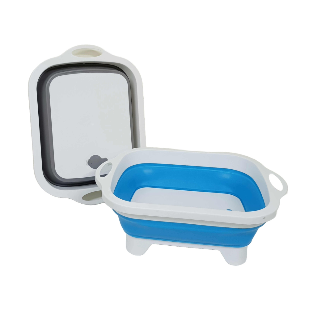 【酷露馬】折疊切菜板/洗菜盆 摺疊洗菜籃 砧板 水盆 置碗籃 滴水籃 野餐籃 瀝水籃 水果籃 露營 HK086-細節圖2