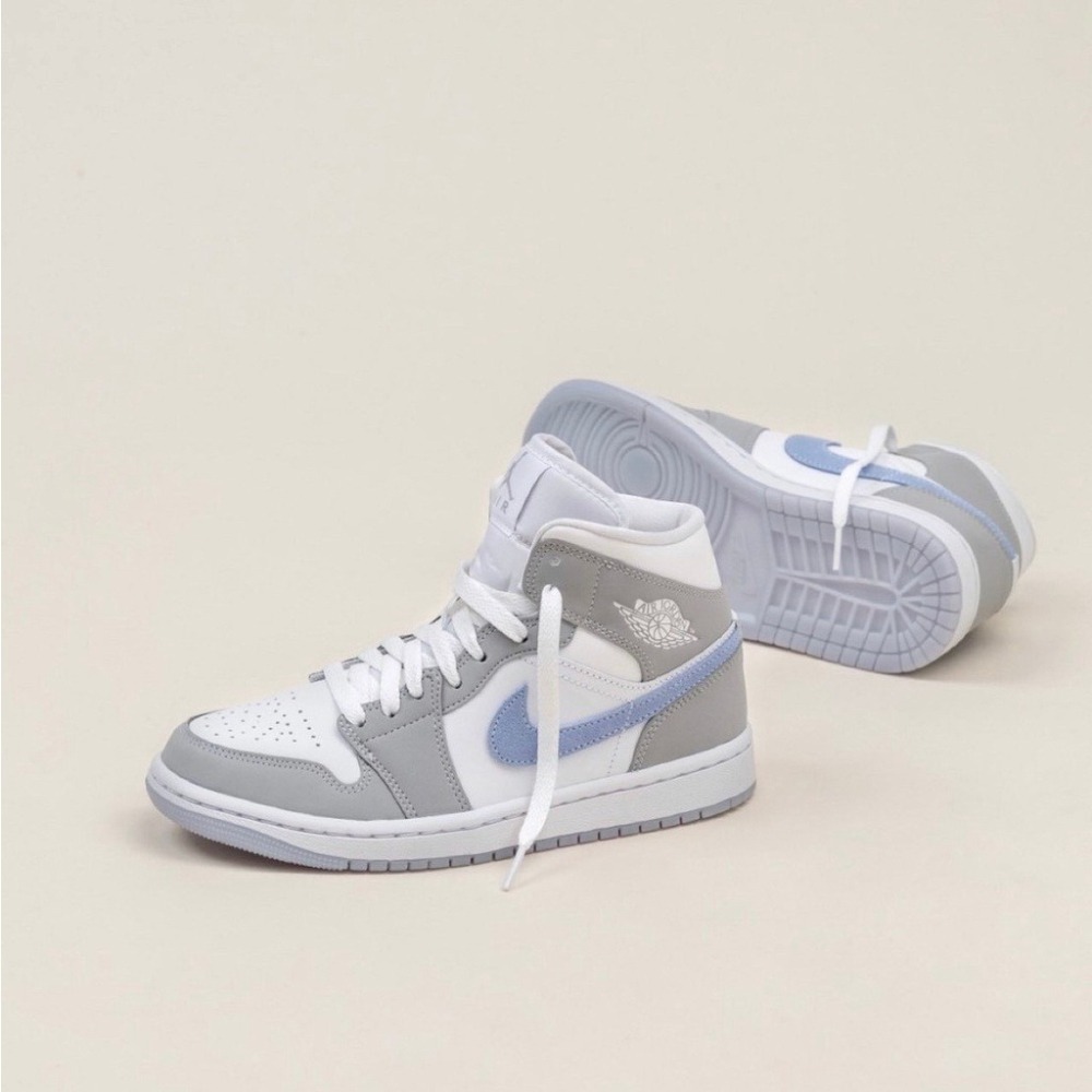 NIKE AIR JORDAN 1 灰白 冰晶底 低筒 高筒 淺灰 女鞋 DC0774-105-細節圖2