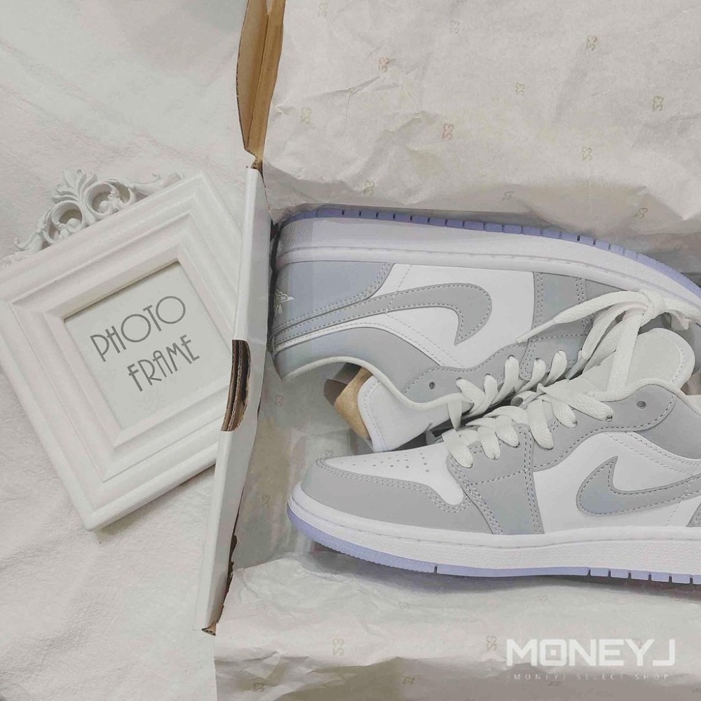 NIKE AIR JORDAN 1 灰白 冰晶底 低筒 高筒 淺灰 女鞋 DC0774-105-細節圖3