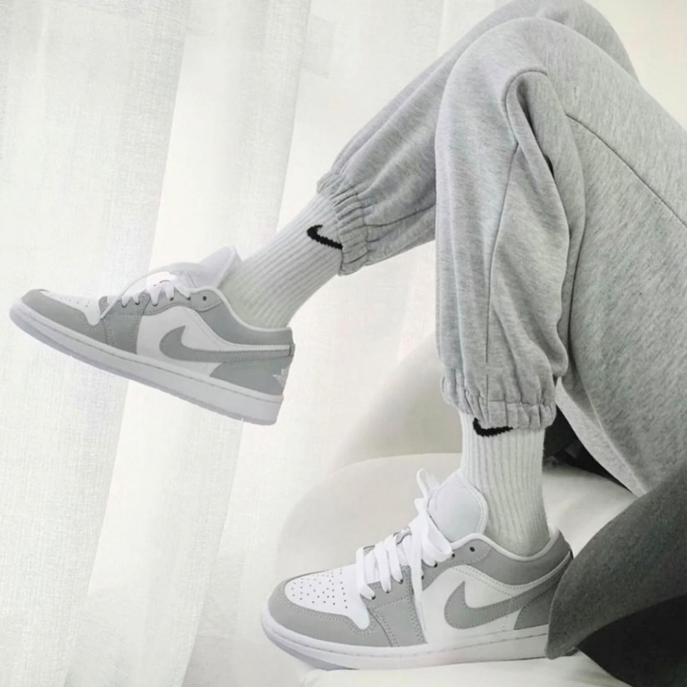 NIKE AIR JORDAN 1 灰白 冰晶底 低筒 高筒 淺灰 女鞋 DC0774-105-細節圖6