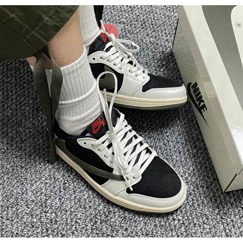 Travis Scott x Air Jordan 1 Low”Olive”黑綠橄欖5.0 DZ4137-106-細節圖4