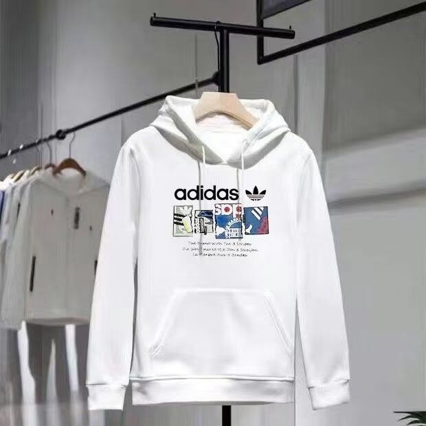 Adidas三葉草男女運動帽衫上衣情侶透氣純棉帽T休閑上衣大學生衛衣-規格圖9