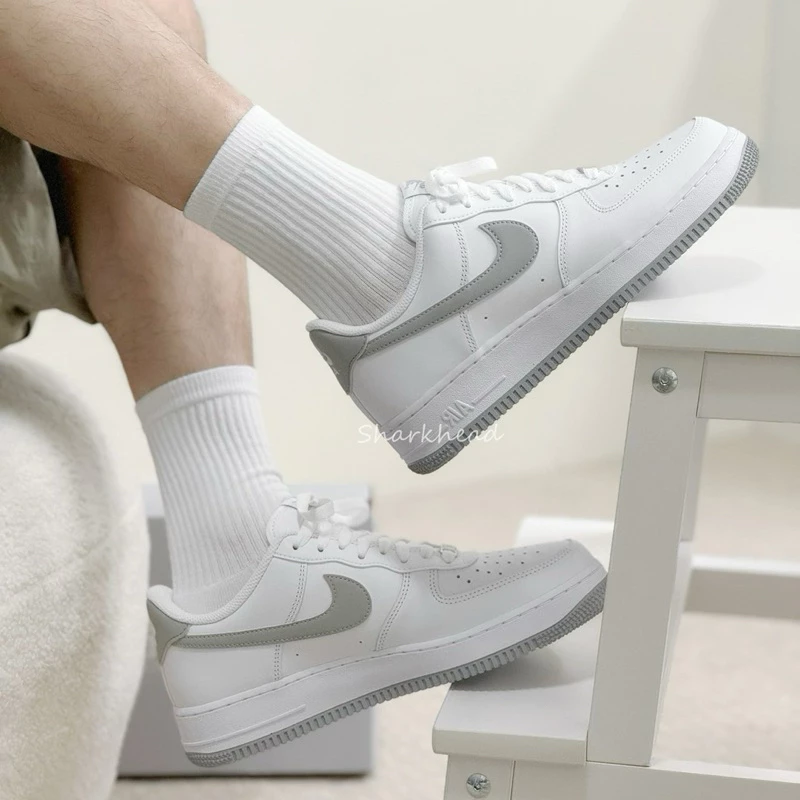 Nike Αir Force 1 淺灰 灰白 熊貓 黑 白 撞色 灰 FJ4146-100-細節圖8