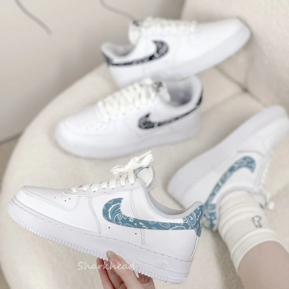 Nike Air Force 1 Low 變形蟲 水藍 黑白 DH4406-100 101-細節圖4