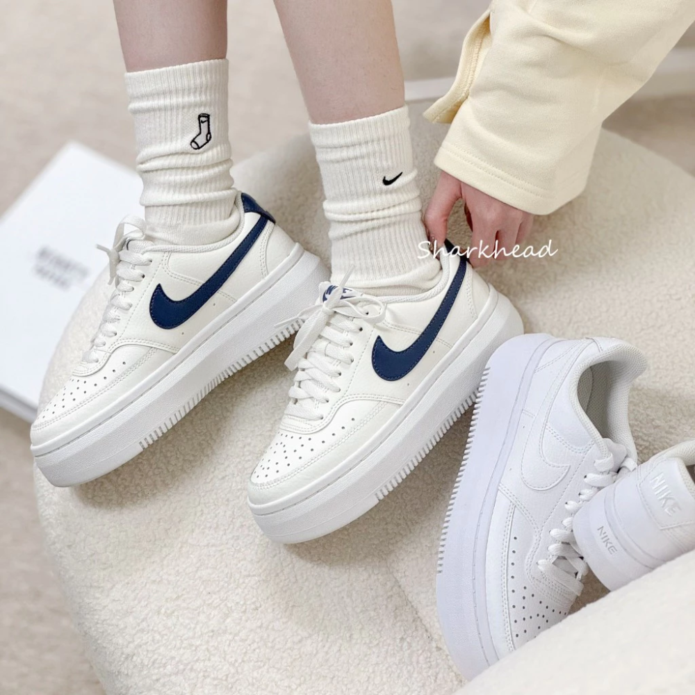 Nike Court Vision 厚底 小白鞋 Force 深藍 白 DM0113-100-細節圖2