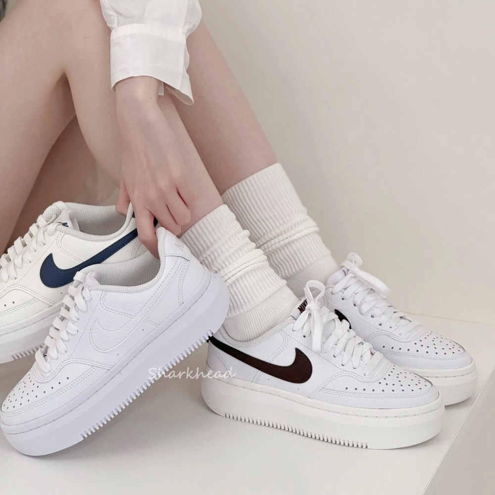 Nike Court Vision 厚底 小白鞋 Force 深藍 白 DM0113-100-細節圖3