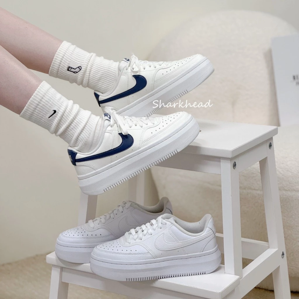 Nike Court Vision 厚底 小白鞋 Force 深藍 白 DM0113-100-細節圖7