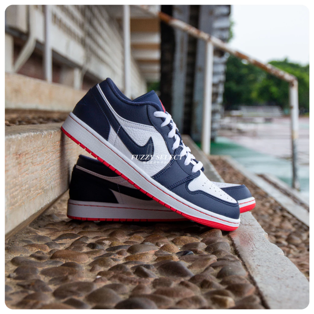 Air Jordan 1 Low Ember Glow 黑曜石藍 午夜藍 紅底 553558-481-細節圖6