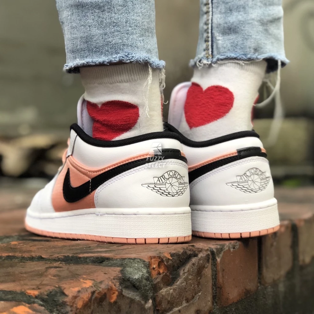 Air Jordan 1 Low GS 橘粉 粉 橘 粉橘 亮光 漸變 黑勾 DM8960-801-細節圖5